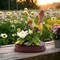 Ceramic Hummingbird with Cherry Blossom Flower on Wood Base Figurine, Home Décor, Gift for Her, Mom, Birdwatcher Gift, Vintage Decor